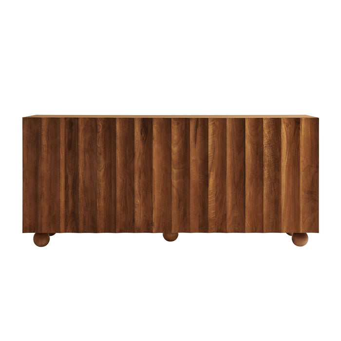Sorren 72 Inch Scalloped Wood 4-Door Sideboard Walnut