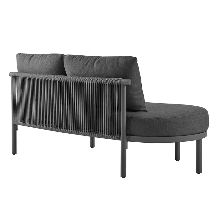Modway Porta Left-Arm Facing Outdoor Aluminum Modular Piece in Charcoal Anthracite - side view