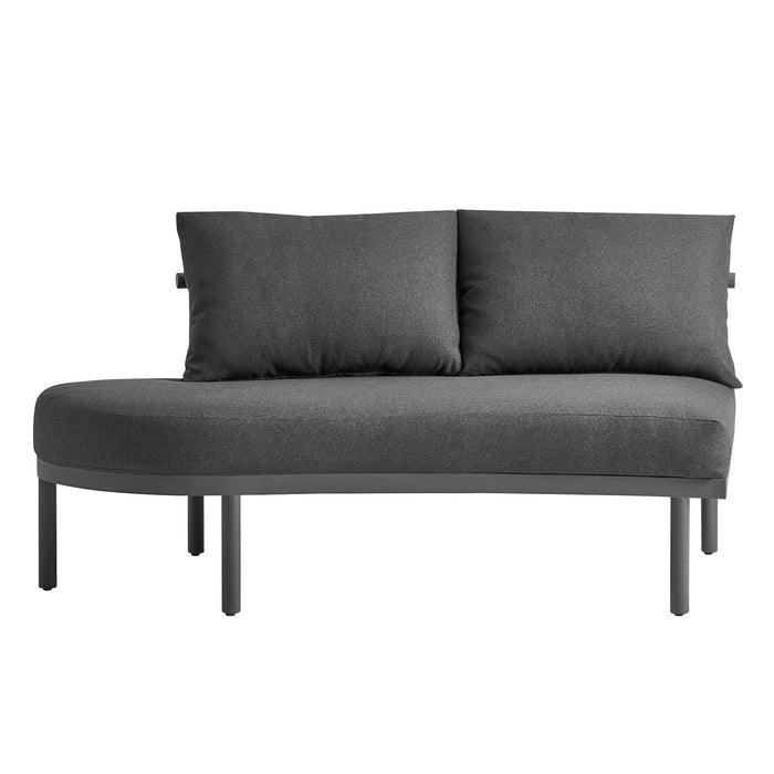 Modway Porta Left-Arm Facing Outdoor Aluminum Modular Piece in Charcoal Anthracite - detail view