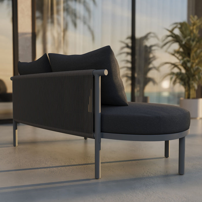 Modway Porta Left-Arm Facing Outdoor Aluminum Modular Piece in Charcoal Anthracite - lifestyle view 12