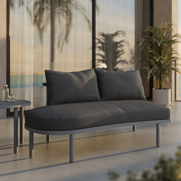 Modway Porta Left-Arm Facing Outdoor Aluminum Modular Piece in Charcoal Anthracite - lifestyle view 14