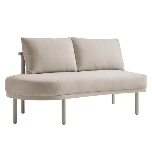 Modway Porta Left-Arm Facing Outdoor Aluminum Modular Piece in Khaki Stone - front view