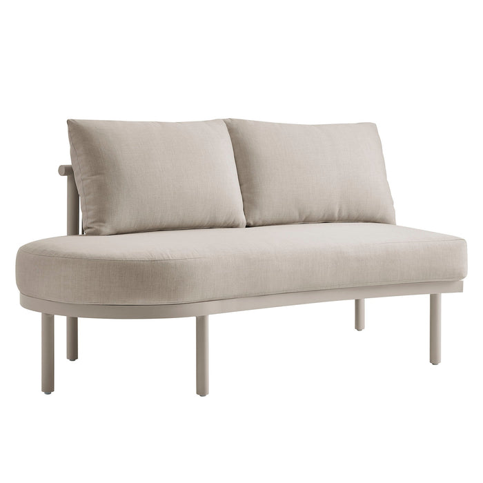 Modway Porta Left-Arm Facing Outdoor Aluminum Modular Piece in Khaki Stone - front view