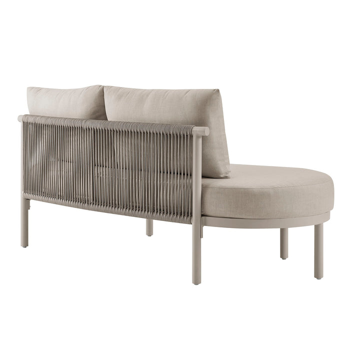 Modway Porta Left-Arm Facing Outdoor Aluminum Modular Piece in Khaki Stone - side view