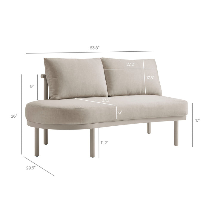 Modway Porta 5 Piece Outdoor Aluminum Modular Sofa Set - dimensions and specifications