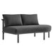 Modway Porta Right-Arm Facing Outdoor Aluminum Modular Piece in Charcoal Anthracite - front view