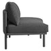 Modway Porta Right-Arm Facing Outdoor Aluminum Modular Piece in Charcoal Anthracite - angled view