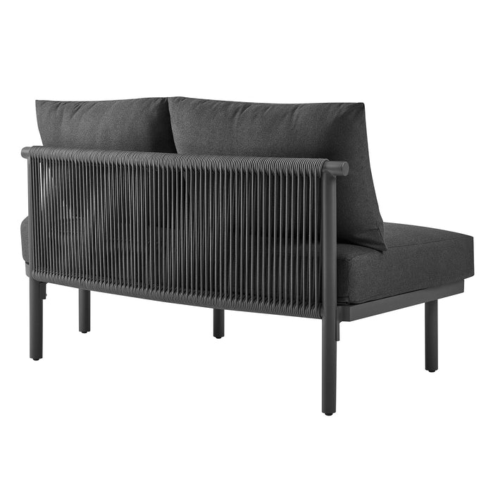 Modway Porta Right-Arm Facing Outdoor Aluminum Modular Piece in Charcoal Anthracite - side view