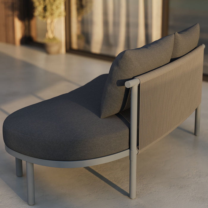 Modway Porta Right-Arm Facing Outdoor Aluminum Modular Piece in Charcoal Anthracite - lifestyle view 12