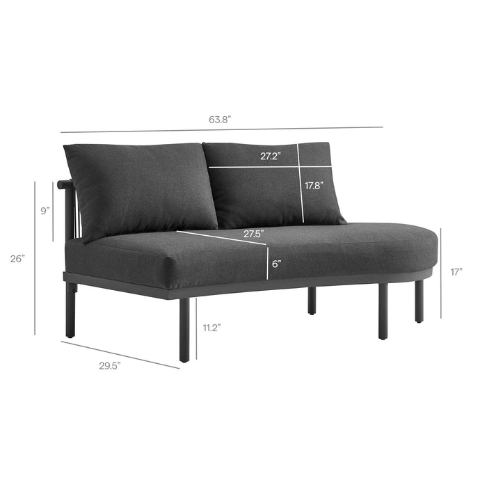 Modway Porta Right-Arm Facing Outdoor Aluminum Modular Piece in Charcoal Anthracite - dimensions and specifications 18