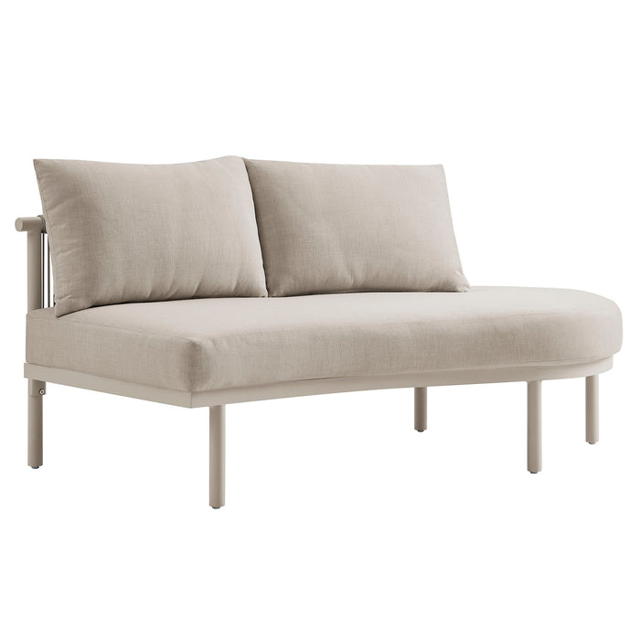 Modway Porta Right-Arm Facing Outdoor Aluminum Modular Piece in Khaki Stone - front view