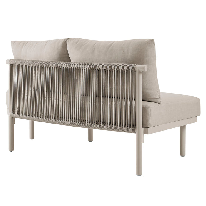 Modway Porta Right-Arm Facing Outdoor Aluminum Modular Piece in Khaki Stone - side view