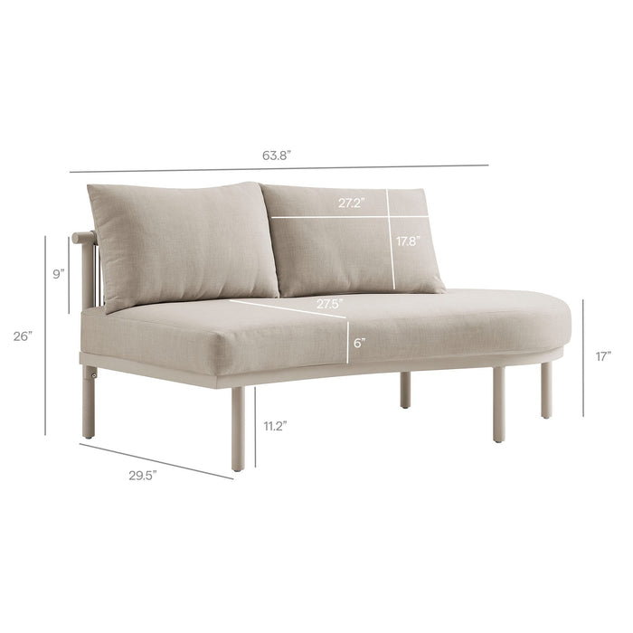 Modway Porta Right-Arm Facing Outdoor Aluminum Modular Piece in Khaki Stone - dimensions and specifications 16