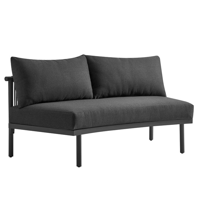 Modway Porta Armless Outdoor Aluminum Modular Piece in Charcoal Anthracite - front view