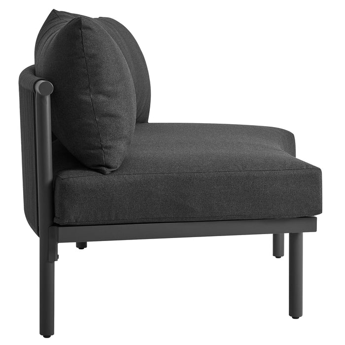 Modway Porta Armless Outdoor Aluminum Modular Piece in Charcoal Anthracite - angled view