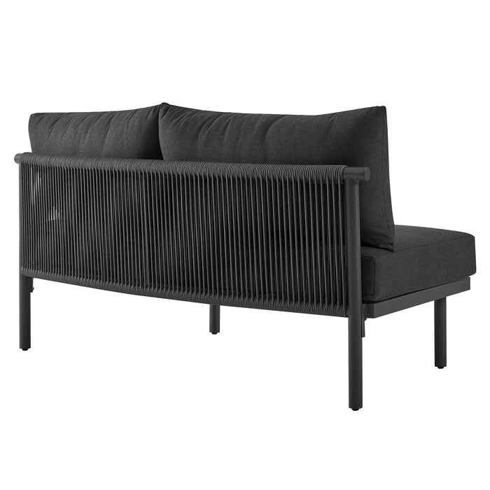 Modway Porta Armless Outdoor Aluminum Modular Piece in Charcoal Anthracite - side view