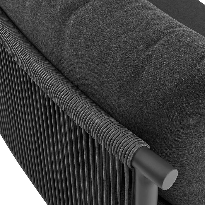 Modway Porta Armless Outdoor Aluminum Modular Piece in Charcoal Anthracite - lifestyle view