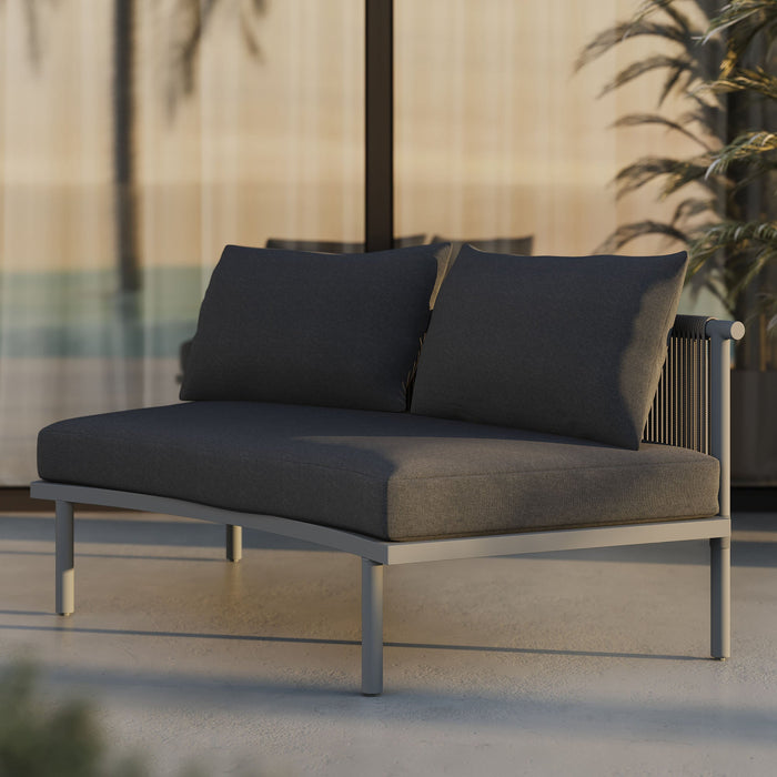 Modway Porta Armless Outdoor Aluminum Modular Piece in Charcoal Anthracite - lifestyle view 14