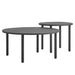 Modway Porta 2 Piece Nesting Outdoor Aluminum Coffee Table Set in Charcoal - front view