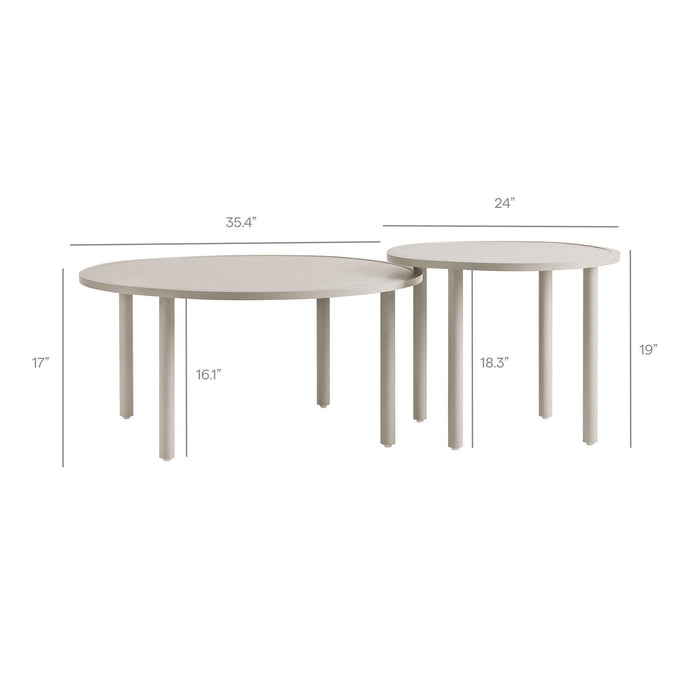 Modway Porta 2 Piece Nesting Outdoor Aluminum Coffee Table Set in Khaki - dimensions and specifications 14
