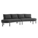 Modway Porta 2 Piece Outdoor Aluminum Modular Sofa in Charcoal Anthracite - front view