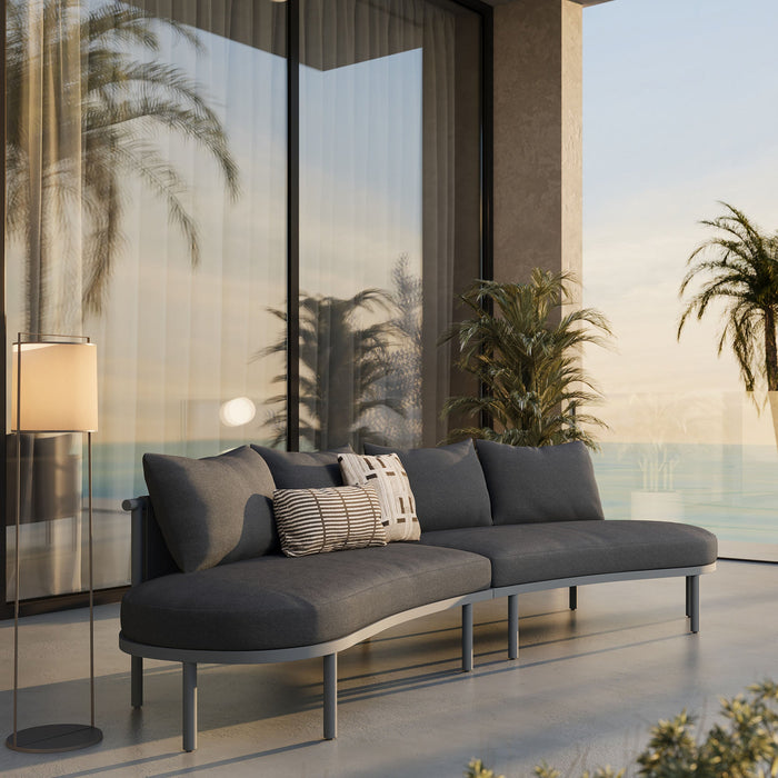 Modway Porta 2 Piece Outdoor Aluminum Modular Sofa in Charcoal Anthracite - detail view
