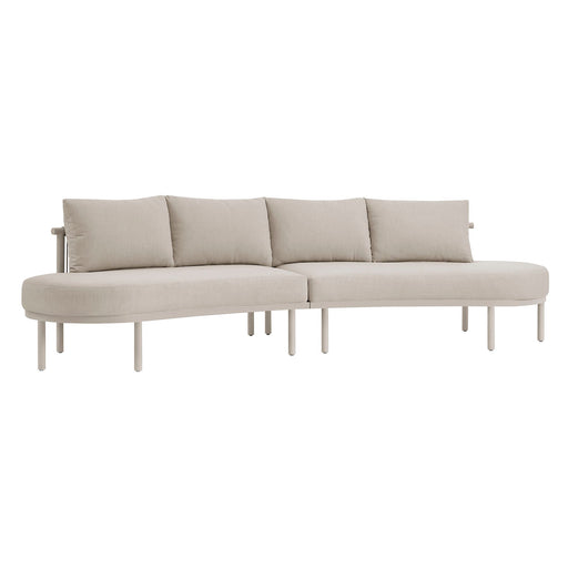 Modway Porta 2 Piece Outdoor Aluminum Modular Sofa in Khaki Stone - front view