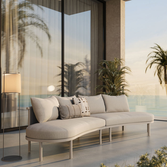 Modway Porta 2 Piece Outdoor Aluminum Modular Sofa in Khaki Stone - detail view