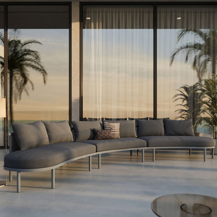 Modway Porta 3 Piece Outdoor Aluminum Modular Sofa in Anthracite - detail view