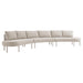 Modway Porta 3 Piece Outdoor Aluminum Modular Sofa in Khaki Stone - front view