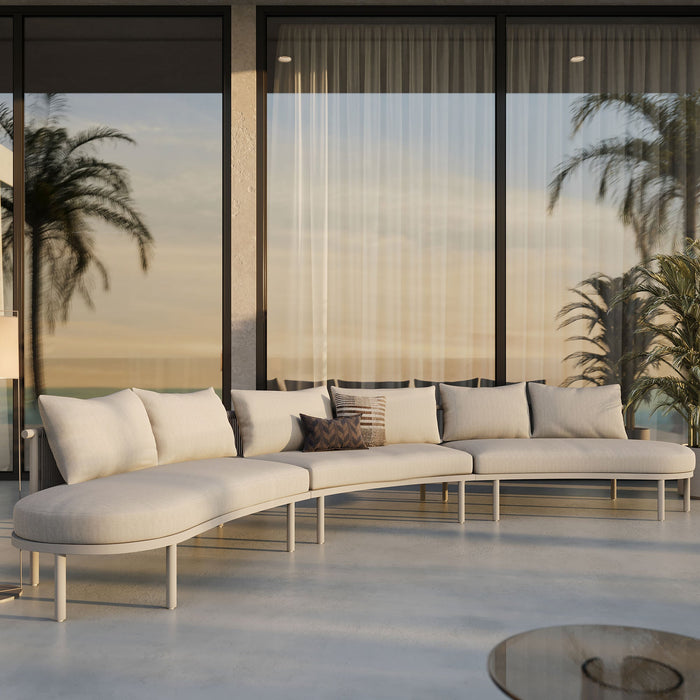 Modway Porta 3 Piece Outdoor Aluminum Modular Sofa in Khaki Stone - detail view
