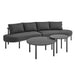Modway Porta 4 Piece Outdoor Aluminum Modular Sofa Set in Charcoal Anthracite - front view
