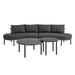 Modway Porta 4 Piece Outdoor Aluminum Modular Sofa Set in Charcoal Anthracite - angled view