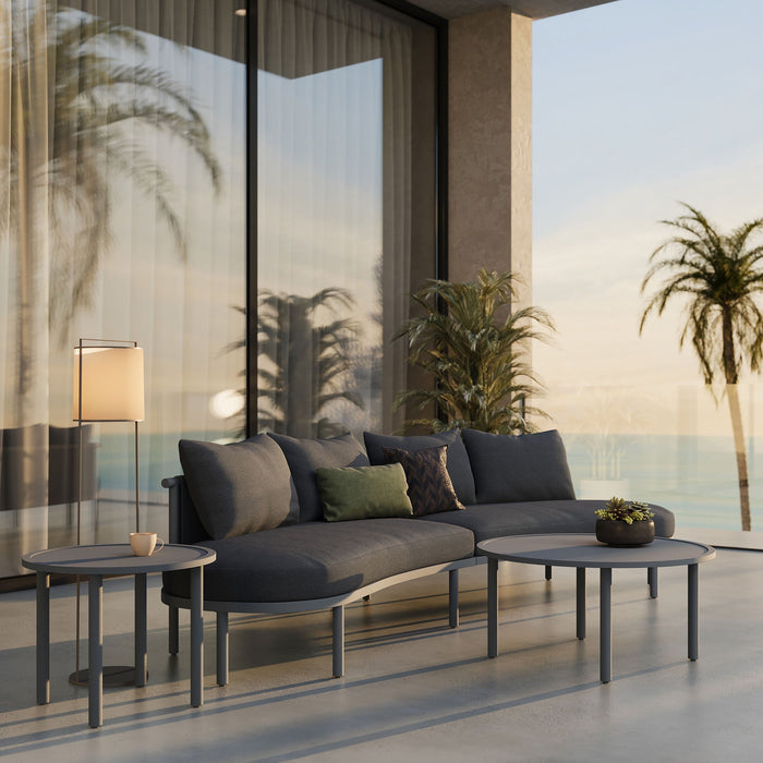 Modway Porta 4 Piece Outdoor Aluminum Modular Sofa Set in Charcoal Anthracite - detail view