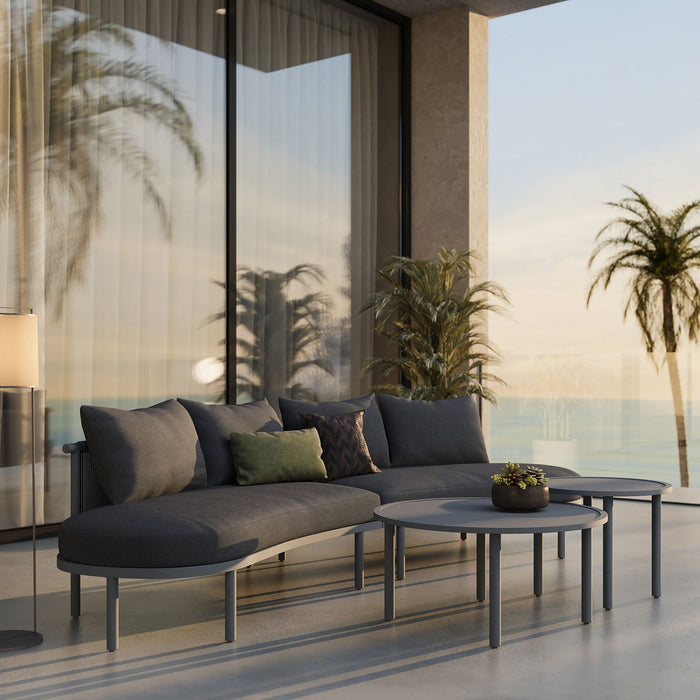 Modway Porta 4 Piece Outdoor Aluminum Modular Sofa Set in Charcoal Anthracite - lifestyle view