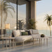 Modway Porta 4 Piece Outdoor Aluminum Modular Sofa Set in Khaki Stone - detail view