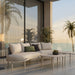Modway Porta 4 Piece Outdoor Aluminum Modular Sofa Set in Khaki Stone - lifestyle view