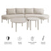 Modway Porta 4 Piece Outdoor Aluminum Modular Sofa Set in Khaki Stone - dimensions and specifications
