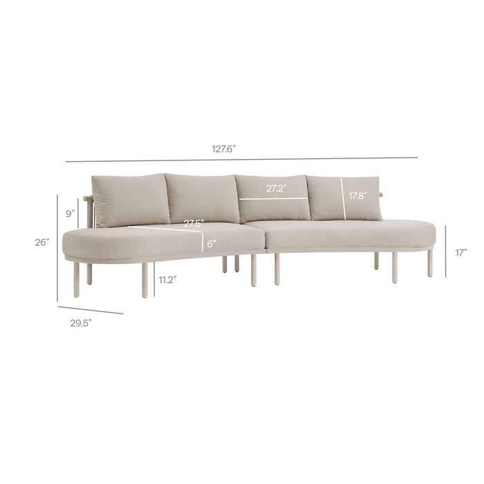 Modway Porta 4 Piece Outdoor Aluminum Modular Sofa Set in Khaki Stone - dimensions and specifications 24