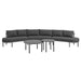 Modway Porta 5 Piece Outdoor Aluminum Modular Sofa Set in Charcoal Anthracite - angled view