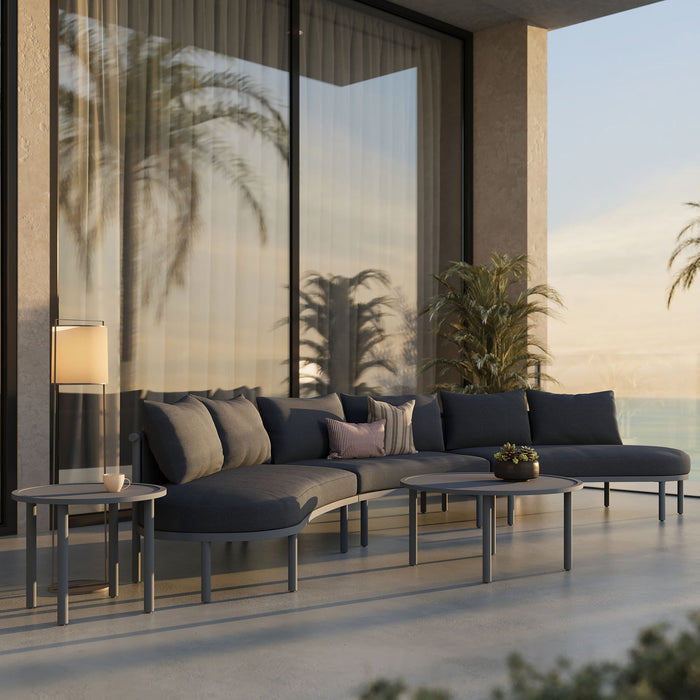 Modway Porta 5 Piece Outdoor Aluminum Modular Sofa Set in Charcoal Anthracite - detail view