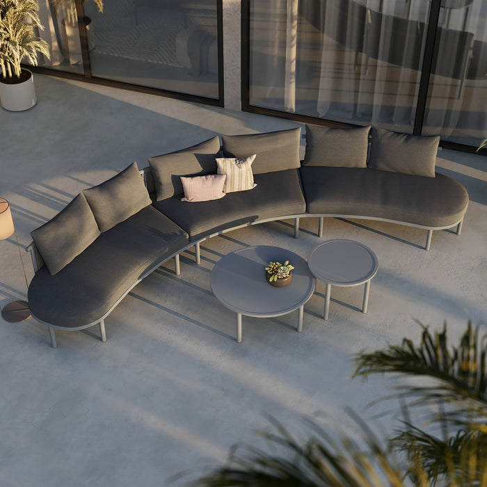 Modway Porta 5 Piece Outdoor Aluminum Modular Sofa Set in Charcoal Anthracite - lifestyle view