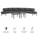 Modway Porta 5 Piece Outdoor Aluminum Modular Sofa Set in Charcoal Anthracite - dimensions and specifications