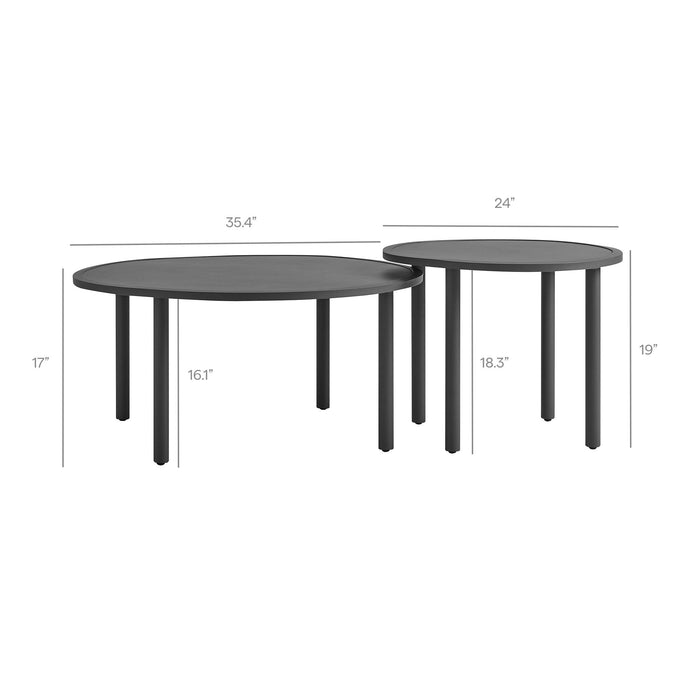 Modway Porta 5 Piece Outdoor Aluminum Modular Sofa Set in Charcoal Anthracite - dimensions and specifications 34