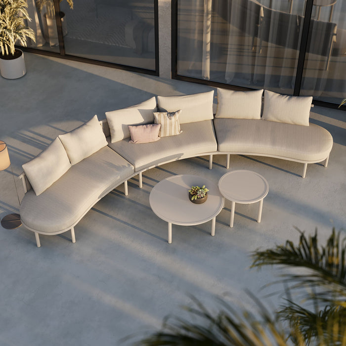 Modway Porta 5 Piece Outdoor Aluminum Modular Sofa Set in Khaki Stone - lifestyle view