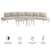 Modway Porta 5 Piece Outdoor Aluminum Modular Sofa Set in Khaki Stone - dimensions and specifications