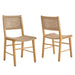 Modway Tindra Woven Dining Chairs Set of 2 in Natural - front view