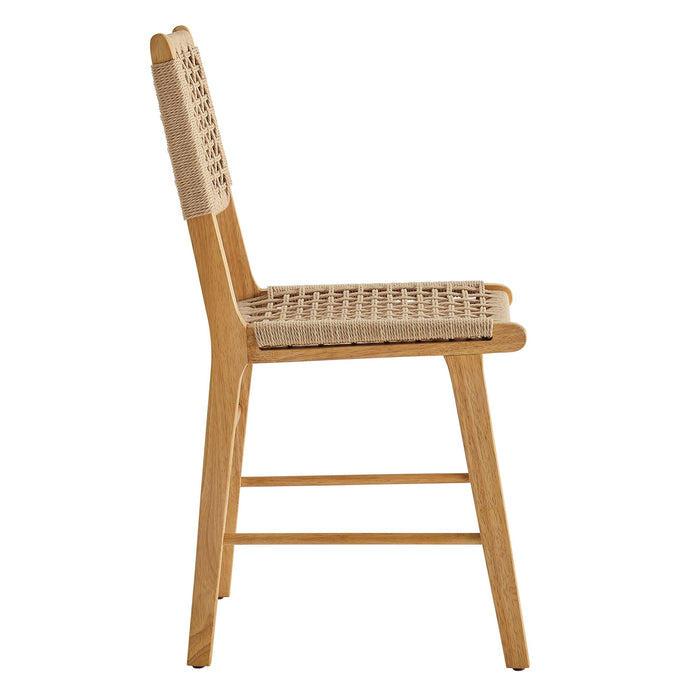 Modway Tindra Woven Dining Chairs Set of 2 in Natural - side view