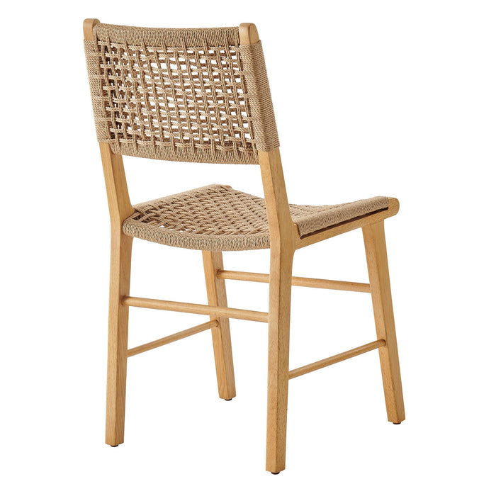 Modway Tindra Woven Dining Chairs Set of 2 in Natural - detail view