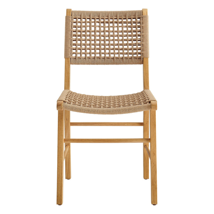 Modway Tindra Woven Dining Chairs Set of 2 in Natural - lifestyle view